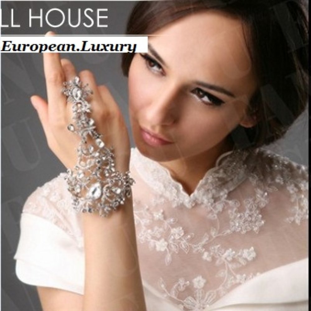 Embellished Swarovski Crystal Bracelet Cuff Ring